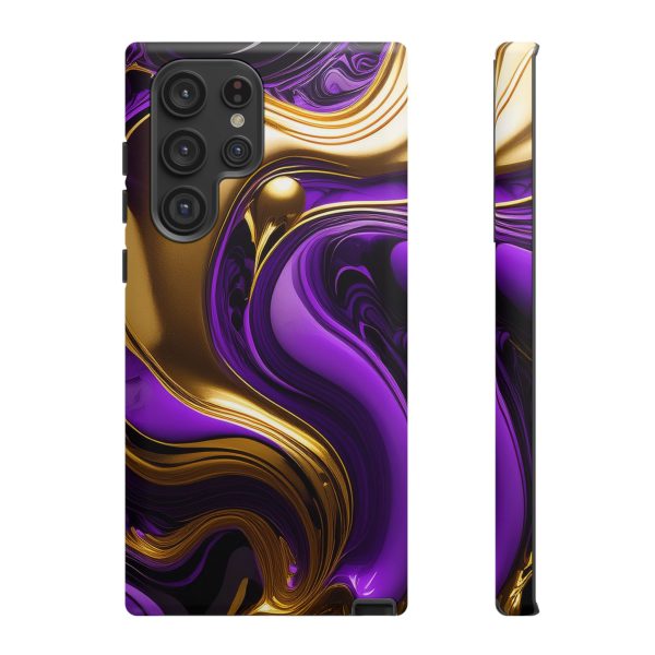 Purple and Gold Liquid iPhone | Samsung | Samsung Galaxy | Google Pixel - Cell Phone Tough Cases - Image 87