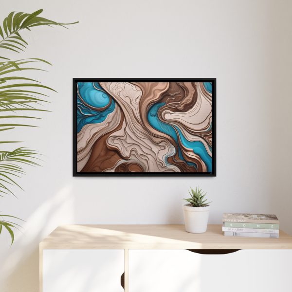 Brown and Teal Abstract BT1 Matte Canvas, Black Frame - Image 23