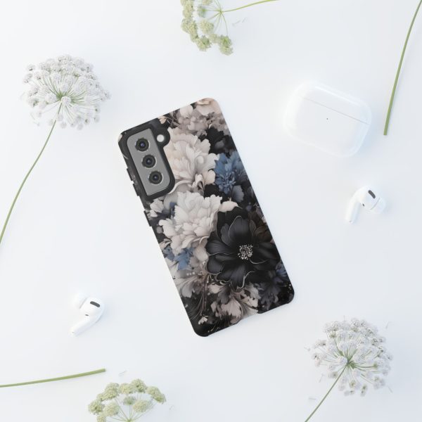 Black and White Flowers iPhone | Samsung | Samsung Galaxy | Google Pixel - Cell Phone Tough Cases - Image 52