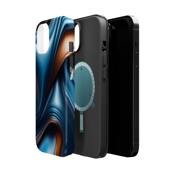 Teal Carbon Custom Magnetic Tough Case for iPhone - Dual Layer Protection with MagSafe® Compatibility - Matte or Glossy Finish - Image 2