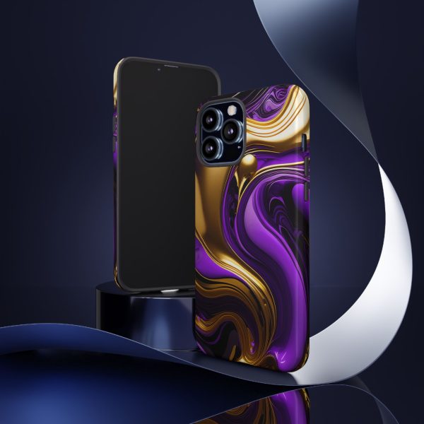 Purple and Gold Liquid iPhone | Samsung | Samsung Galaxy | Google Pixel - Cell Phone Tough Cases - Image 46