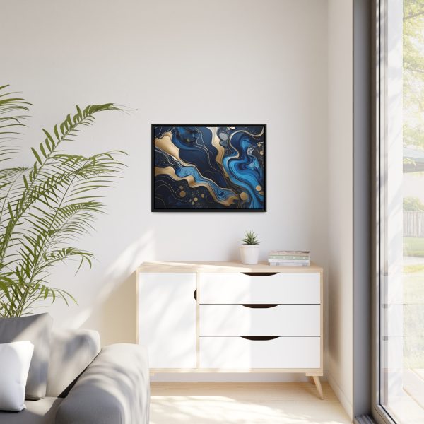 Blue Gold Abstract Art 1 Matte Canvas, Black Frame - Image 27