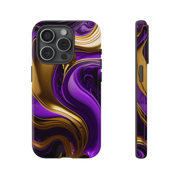 Purple and Gold Liquid iPhone | Samsung | Samsung Galaxy | Google Pixel - Cell Phone Tough Cases - Image 173