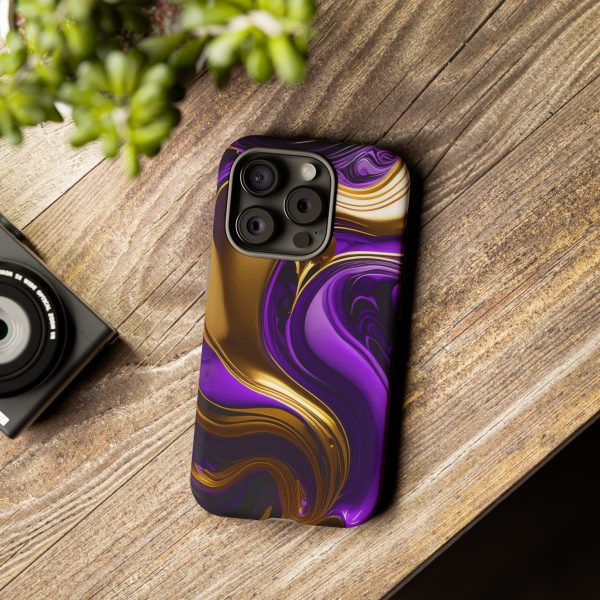 Purple and Gold Liquid iPhone | Samsung | Samsung Galaxy | Google Pixel - Cell Phone Tough Cases - Image 178