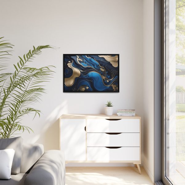 Blue Gold Abstract Art 2 Matte Canvas, Black Frame - Image 31