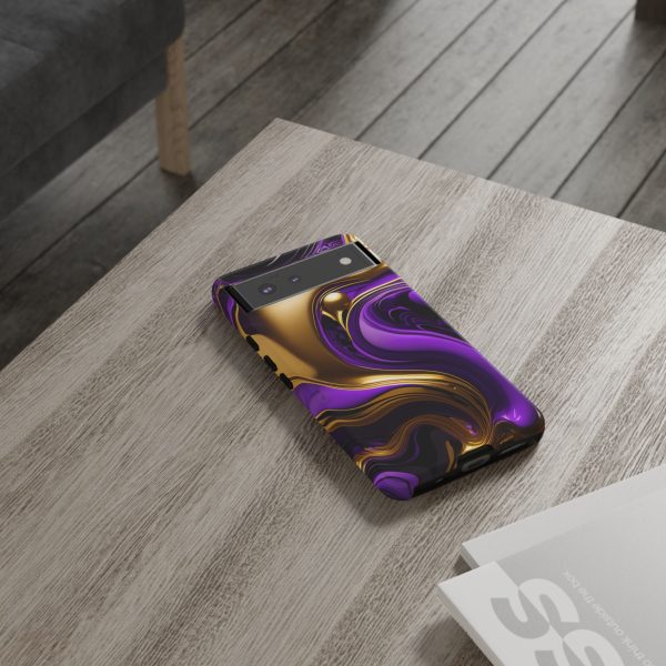 Purple and Gold Liquid iPhone | Samsung | Samsung Galaxy | Google Pixel - Cell Phone Tough Cases - Image 66