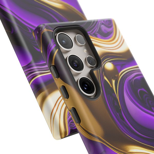 Purple and Gold Liquid iPhone | Samsung | Samsung Galaxy | Google Pixel - Cell Phone Tough Cases - Image 211