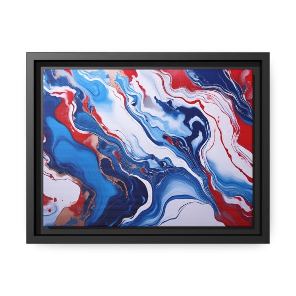 Red White and Blue TS3 Marble Matte Canvas, Black Frame