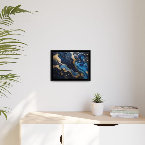 Blue Gold Abstract Art 1 Matte Canvas, Black Frame - Image 11