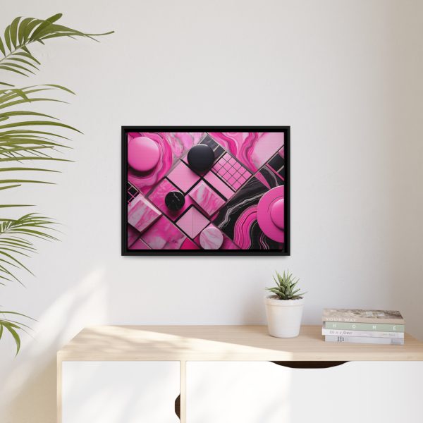 Pink And Black Abstract 2 Matte Canvas, Black Frame - Image 19