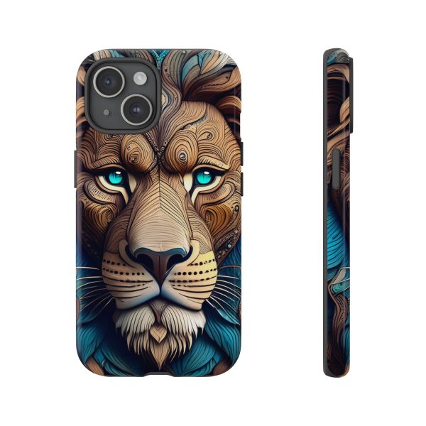 Wood Lion Art iPhone | Google Pixel - Cell Phone Tough Cases - Image 93