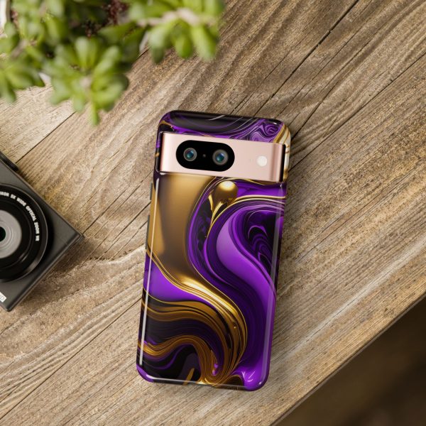 Purple and Gold Liquid iPhone | Samsung | Samsung Galaxy | Google Pixel - Cell Phone Tough Cases - Image 229