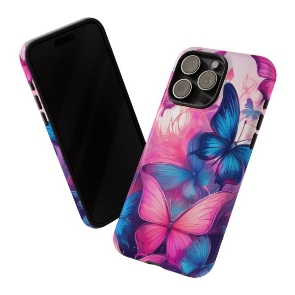 Blue and Pink Butterfly Cell Phone Tough Cases iPhone | Samsung | Samsung Galaxy | Google Pixel - Image 2